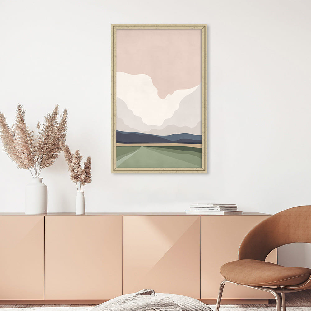 Mountain Echo 3 Scandinavian Artwork Canvas Print for Wall shown in a room