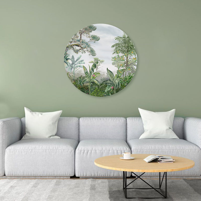 Tropical Serenity - Round Nature Artwork Canvas Print for Wall shown in a room