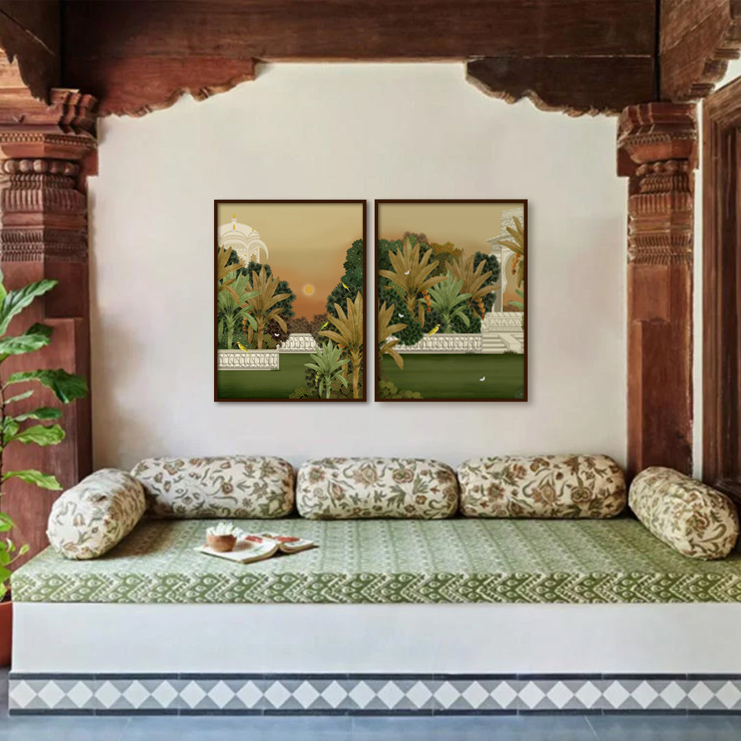 Bagicha - Set of 2 Traditional Artwork Canvas Print for Wall