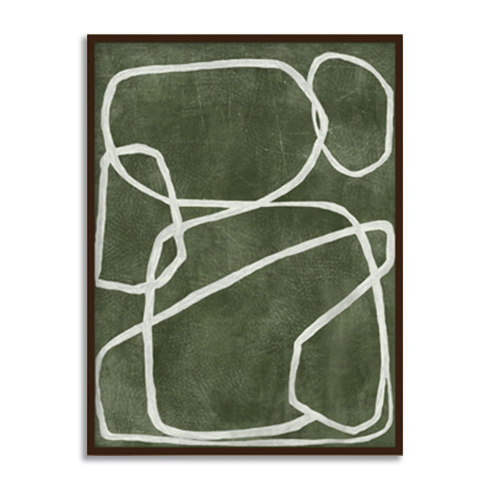 Olive Flow — Abstract Line Art Print for Living Room shown in a room