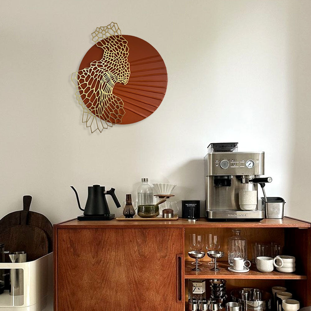 Golden Flux – Mixed Media Art with Metal Detailing