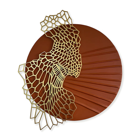 Golden Flux – Mixed Media Art with Metal Detailing