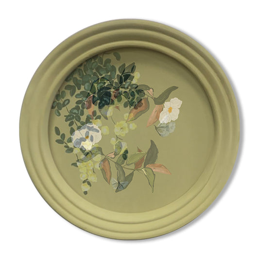 Ornate Botanicals 8 (Round) Mixed Media Wall Art for Home Decor|  Canvas Painting Artwork for Wall | Wall Decor | Wall Painting for Cafe, Restaurant, Living Room, Home Decor