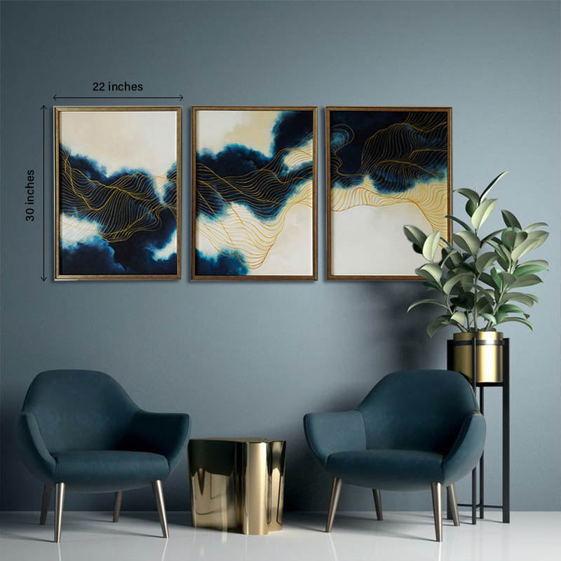 Golden Threads Of Fate Abstract Wall Painting Canvas