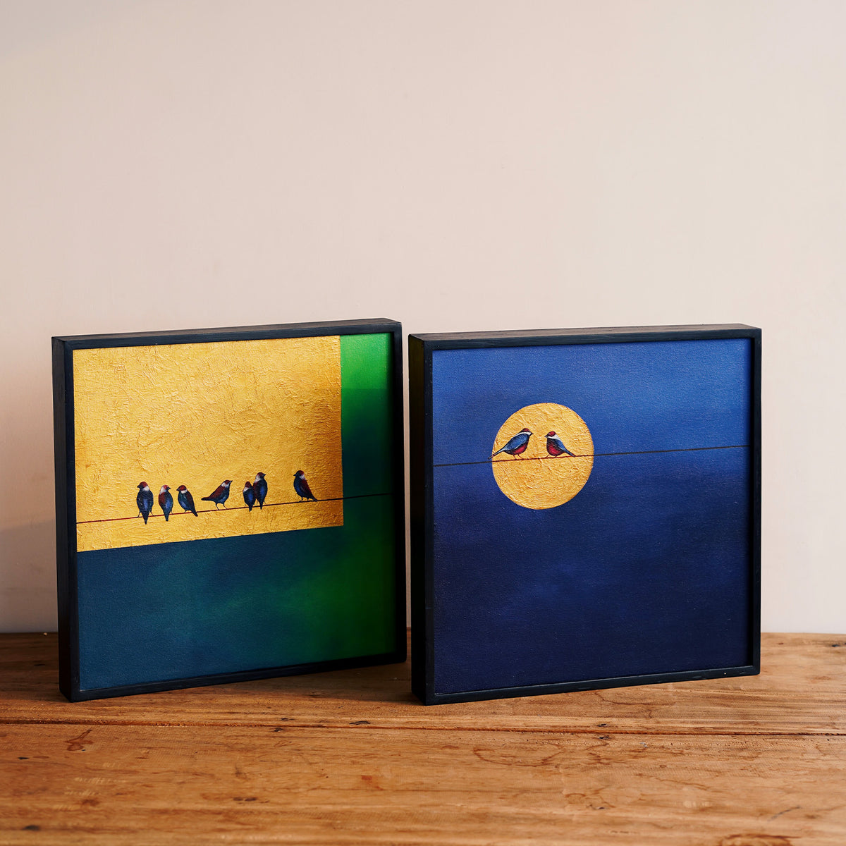 Little Birdies (Set of 2) Nature Wall Painting Canvas