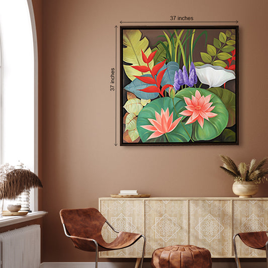 Lotus In Bloom Nature Floral Wall Painting Canvas