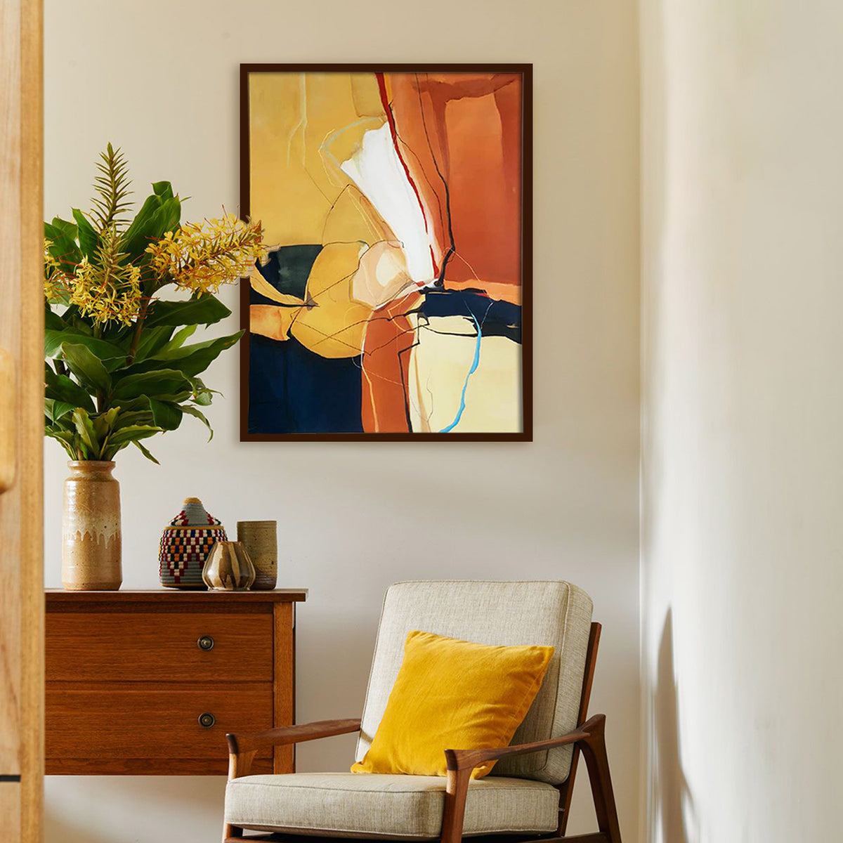Warm Hues Abstract Modern Wall Painting Canvas
