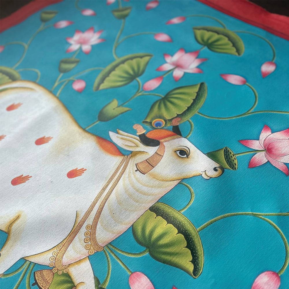 Pichwai Cow and Calf Traditional Wall Painting Canvas