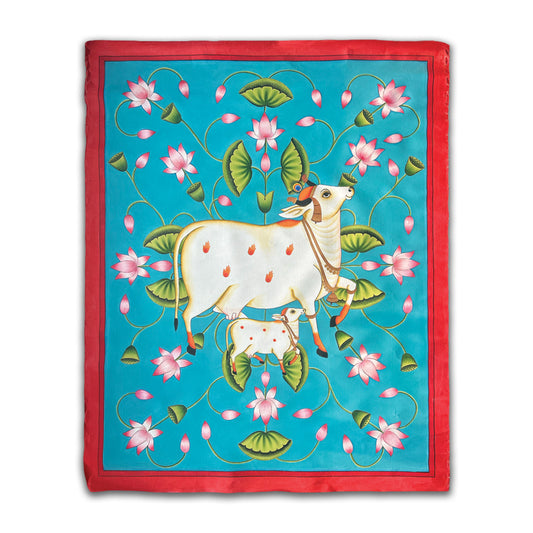 Pichwai Cow and Calf Traditional Wall Painting Canvas