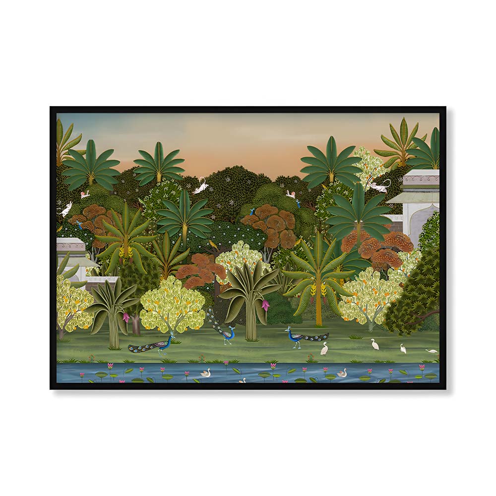 Pichwai Forest Traditional Artwork Canvas Print for Wall
