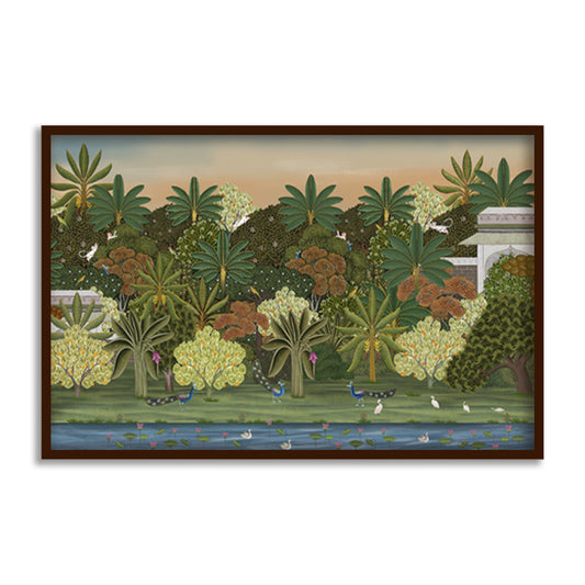 Pichwai Forest Traditional Wall Artwork | Nature Canvas Painting for Wall | Wall Decor | Wall Painting