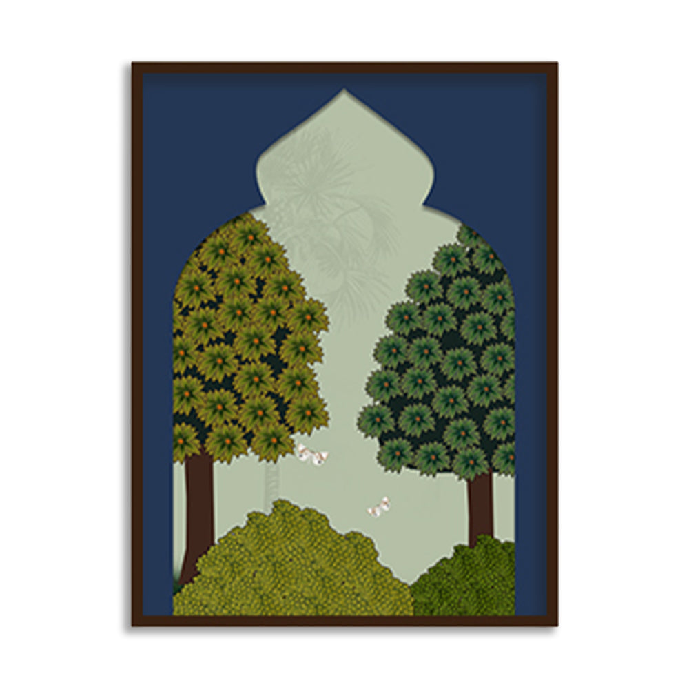 Pichwai Garden 1 Traditional Artwork Canvas Print for Wall