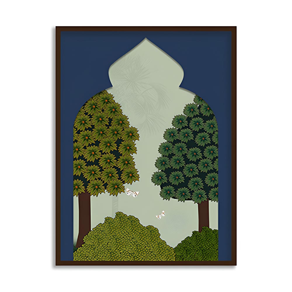 Pichwai Garden 1 Traditional Artwork Canvas Print for Wall