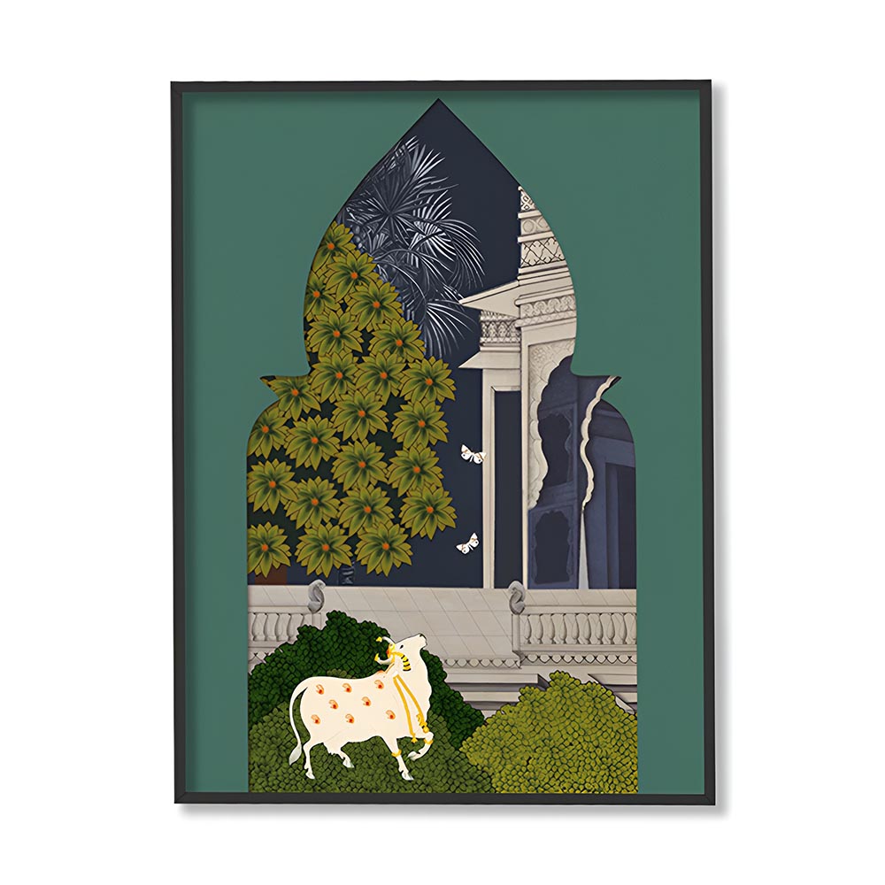 Pichwai Garden 4 Traditional Artwork Canvas Print for Wall