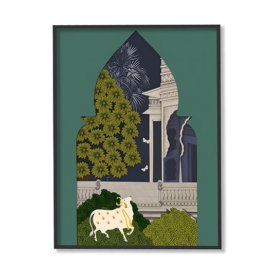 Pichwai Garden 4 Traditional Artwork Canvas Print for Wall