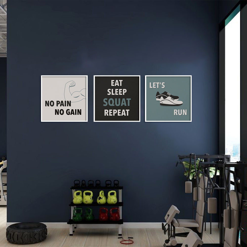 Gym Quotes 1 (Set Of 3) Pop Artwork Canvas Print for Wall