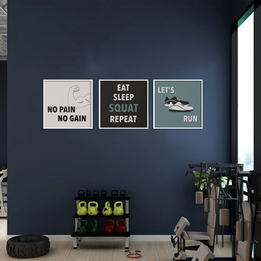 Gym Quotes 1 (Set Of 3) Pop Artwork | Canvas Painting for Wall | Wall Decor | Wall Painting for Home Decor, Cafe, Restaurant