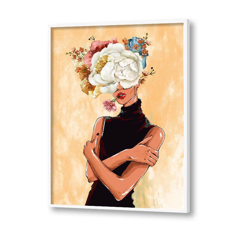 Poised Floral Girl Pop Artwork Canvas Print for Wall