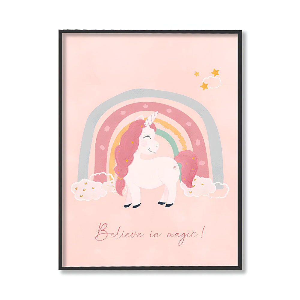 Rainbows in Spring Wall Art Canvas Print for Kids Room shown in a room