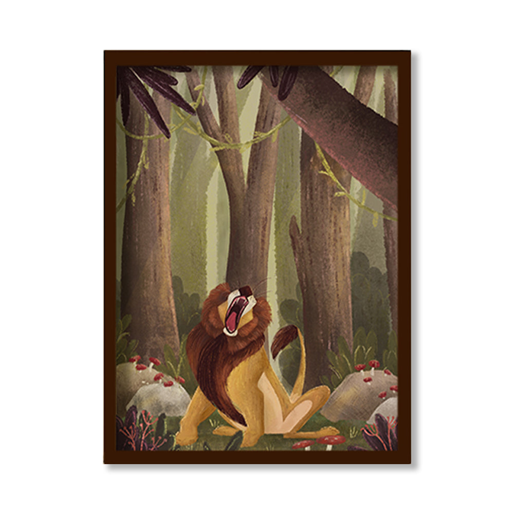 Roaring Lion Wall Art Canvas Print for Kids Room