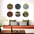 Gilded Terrains – Metallic Painting on MDF Base (Set of 6 Round)