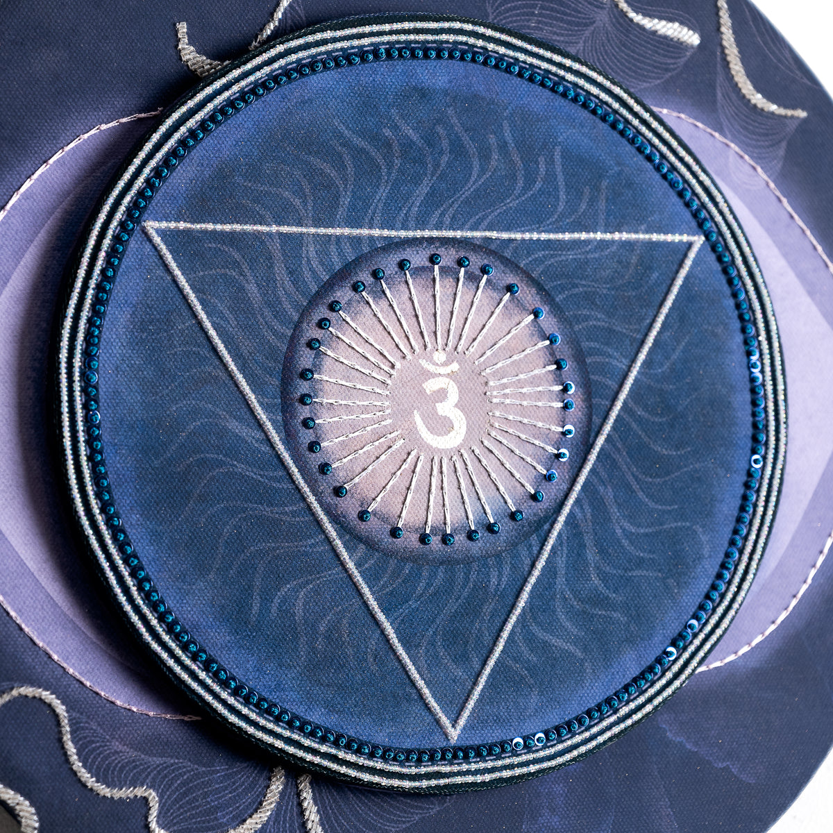 Seven Chakras - Ajna Chakra with Embroidery Canvas Wall Artwork