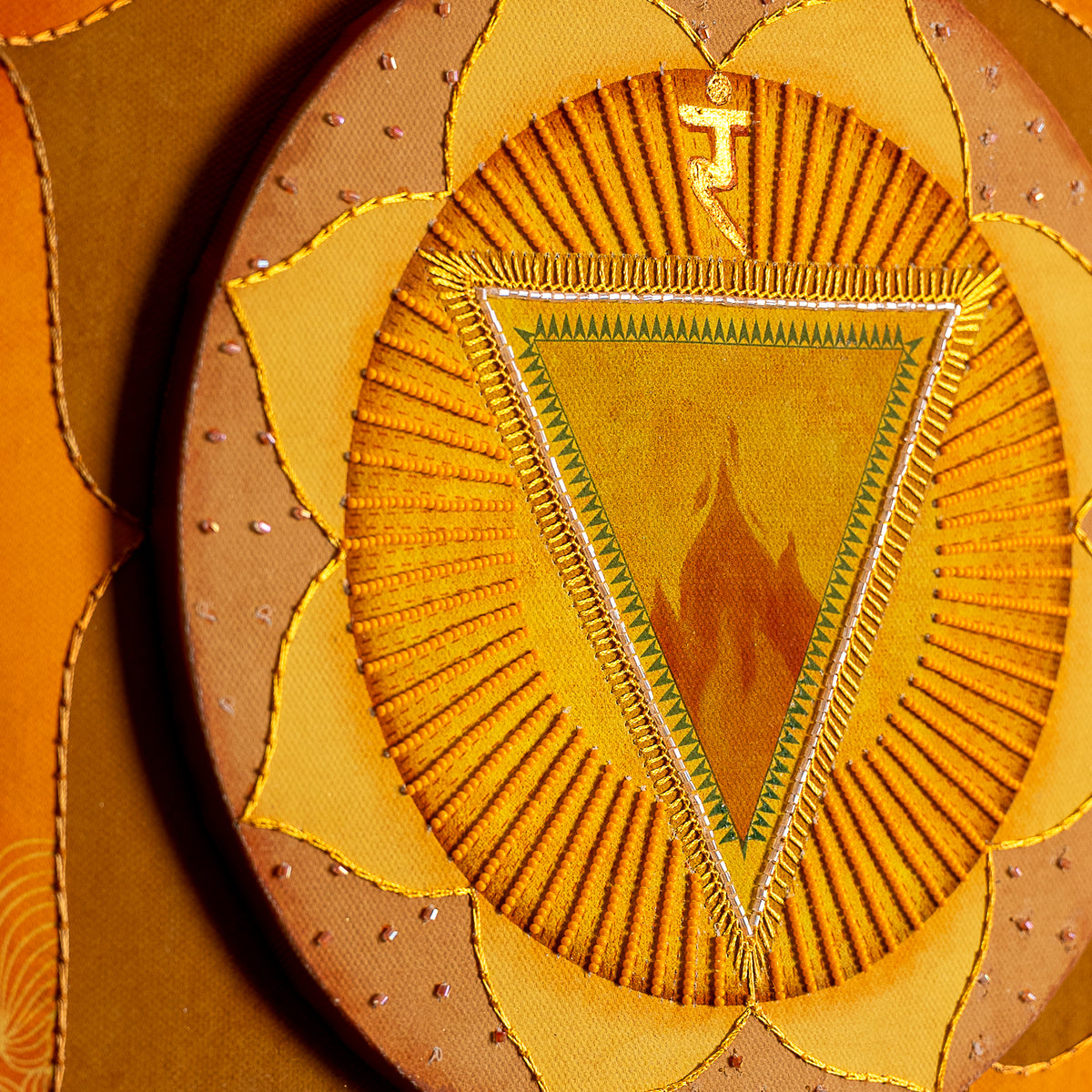 Seven Chakras - Manipura Chakra with Embroidery Canvas Wall Artwork