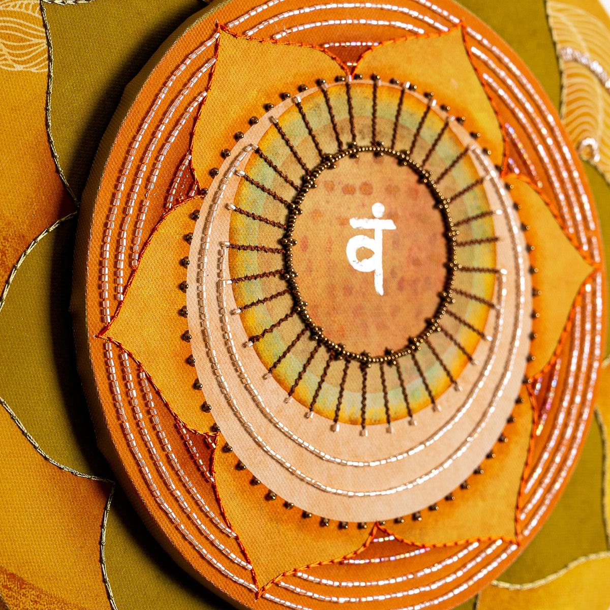 Seven Chakras - Svadhishthana Chakra with Embroidery Canvas Wall Artwork
