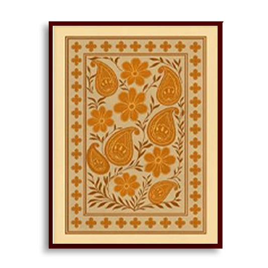 Saffron Blooms — Traditional Floral Art Print | Canvas Painting for Wall | Wall Decor | Wall Painting for Living Room | Bedroom