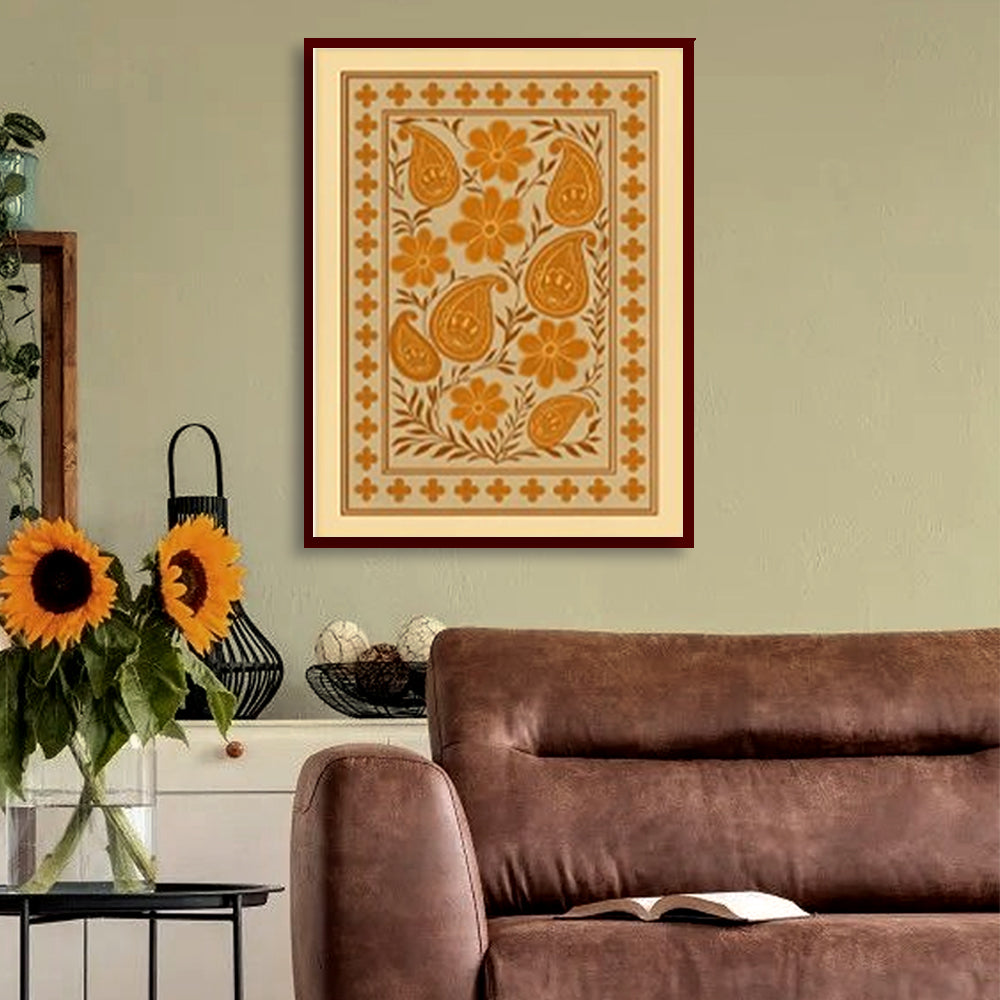 Saffron Blooms — Traditional Floral Artwork Canvas Print for Wall