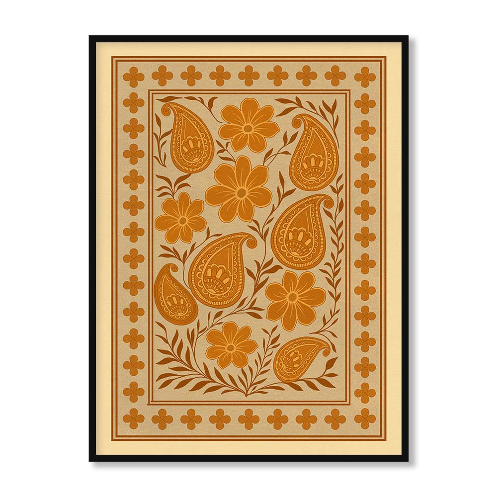 Saffron Blooms — Traditional Floral Artwork Canvas Print for Wall