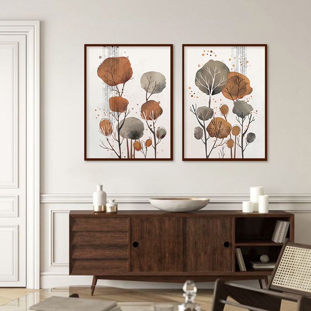 Boho Abstract Woodland 1 Scandinavian Canvas Wall Art Print