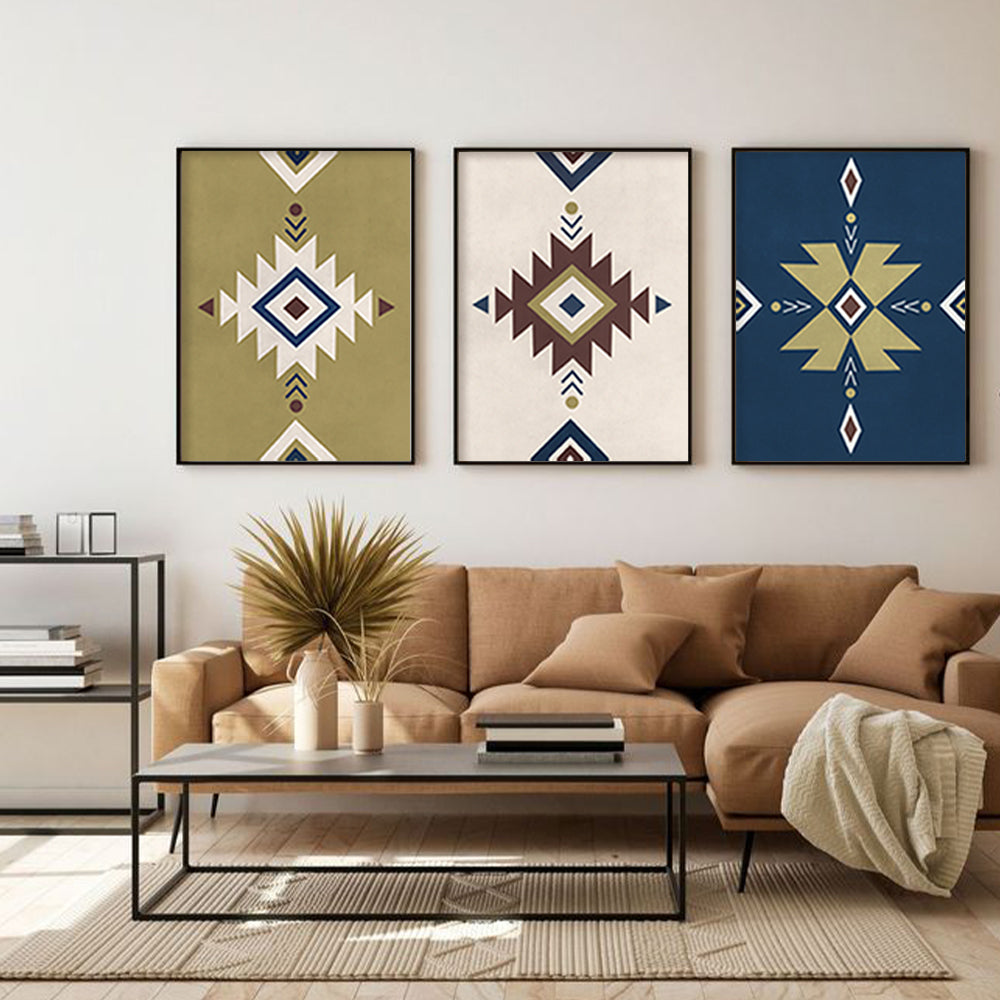 Earthy Geometric Aztec 1 Scandinavian Canvas Art Print