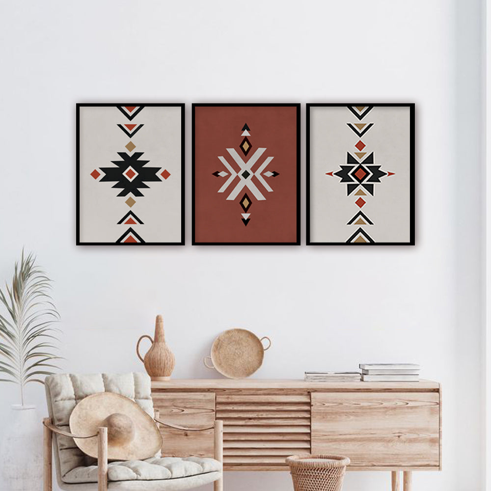 Geometric Rustic Aztec 2 Scandinavian Canvas Wall Art Print