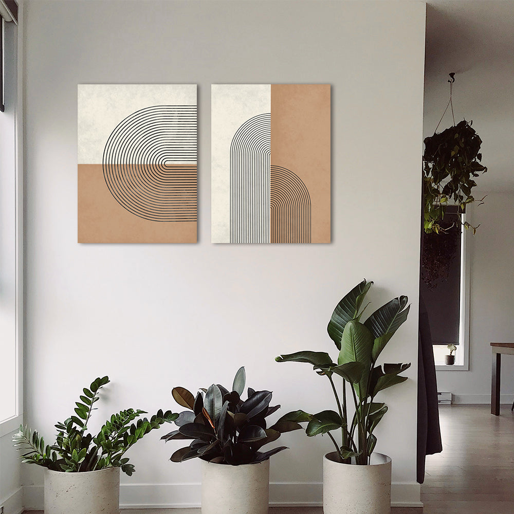 Geometric Synchronization (Set of 2) Abstract Canvas Wall Art Print