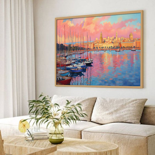 Sunset At The Pier Wall Artwork | Nature Canvas Painting for Wall | Wall Decor | Wall Painting