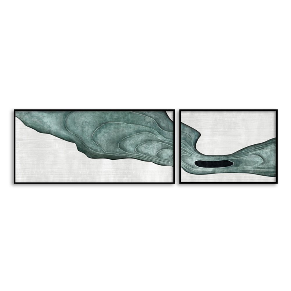 Teal Waves (Set of 2) Nature Artwork Canvas Print for Wall