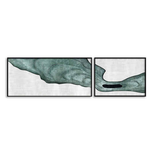 Teal Waves (Set of 2) Vintage Wall Artwork | Nature Canvas Painting for Wall | Wall Decor | Wall Painting