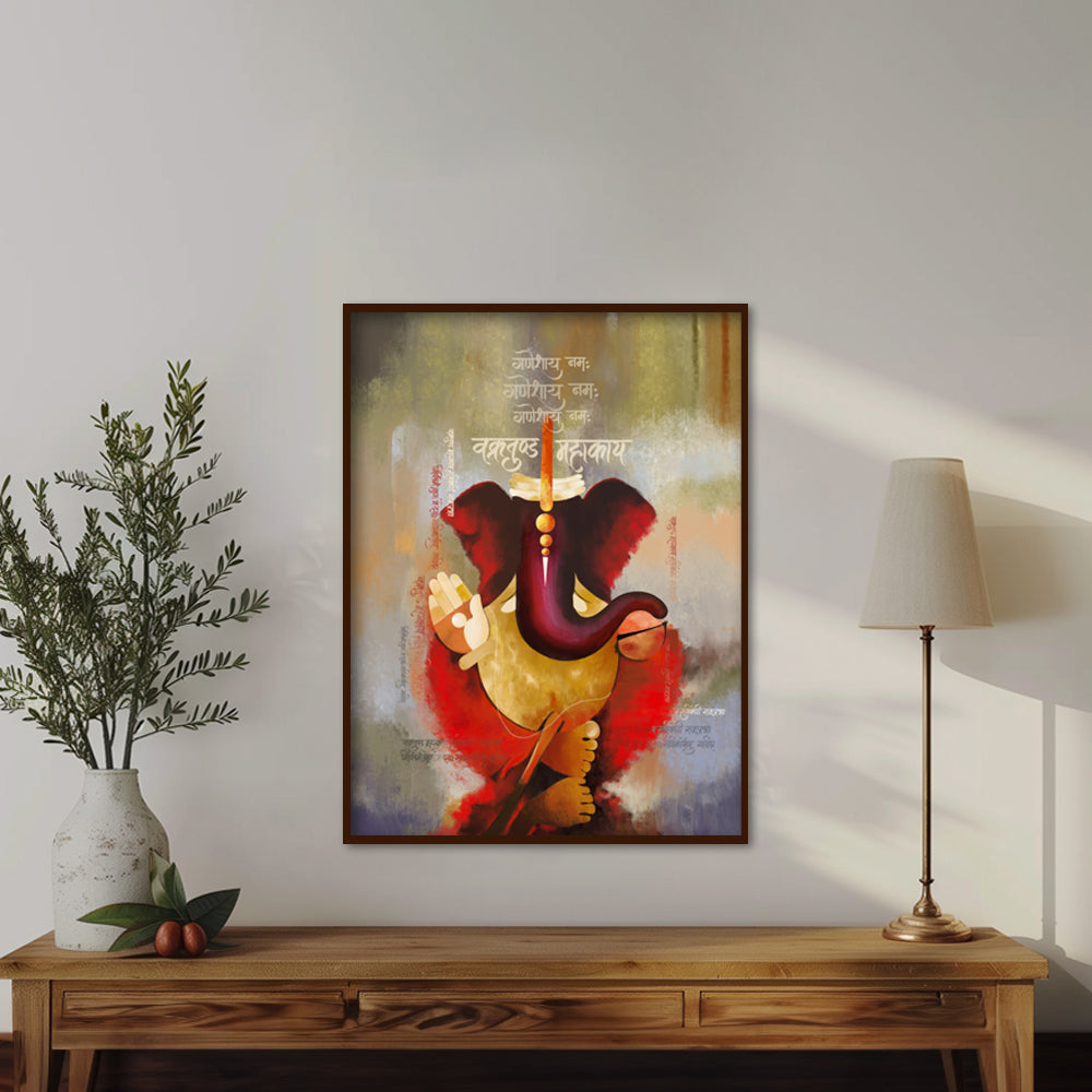Ganesha 3 Traditional Artwork Canvas Print shown in a room