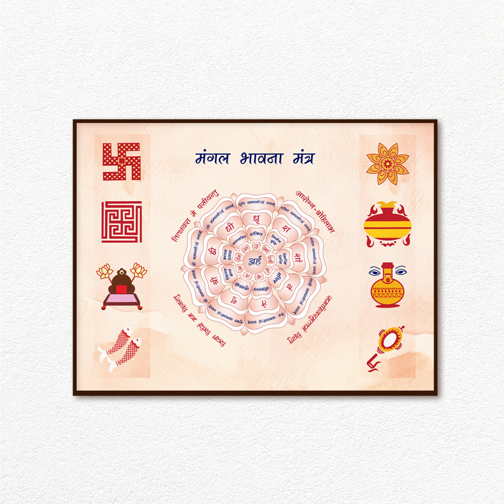 Jain Symbols Traditional Artwork Canvas Print for Wall shown in a room