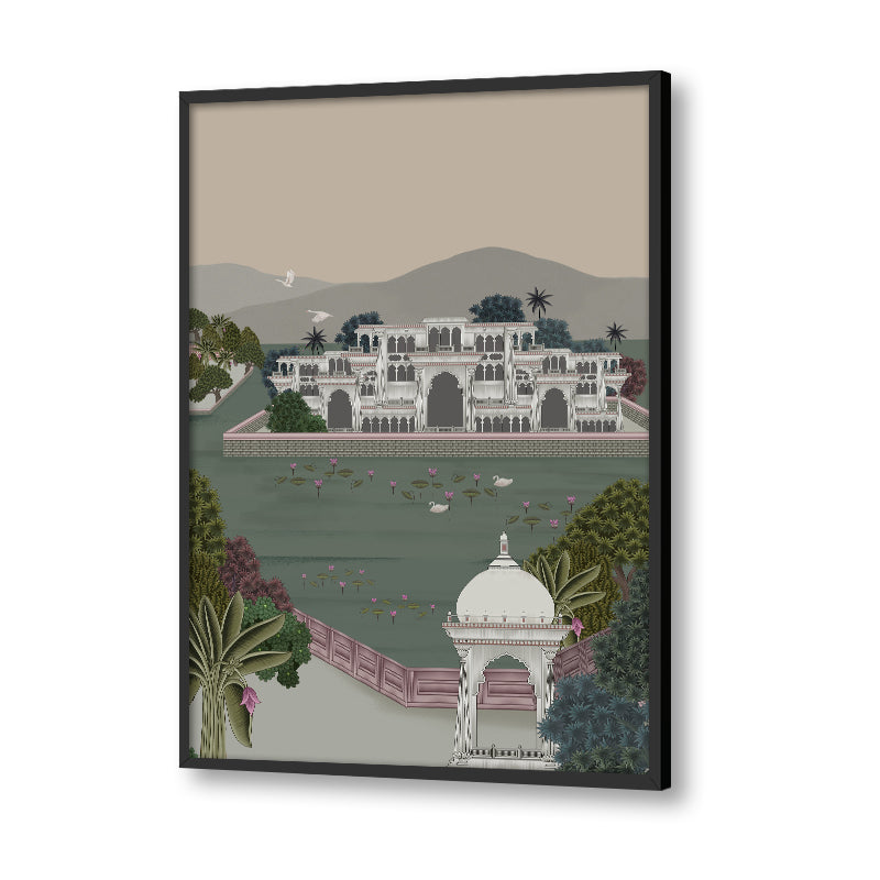 Jal Mahal Traditional Artwork Canvas Print for Wall