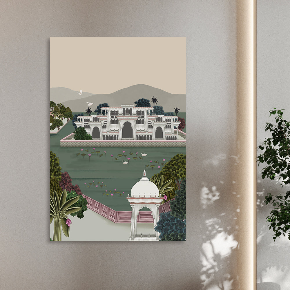 Jal Mahal Traditional Artwork Canvas Print for Wall