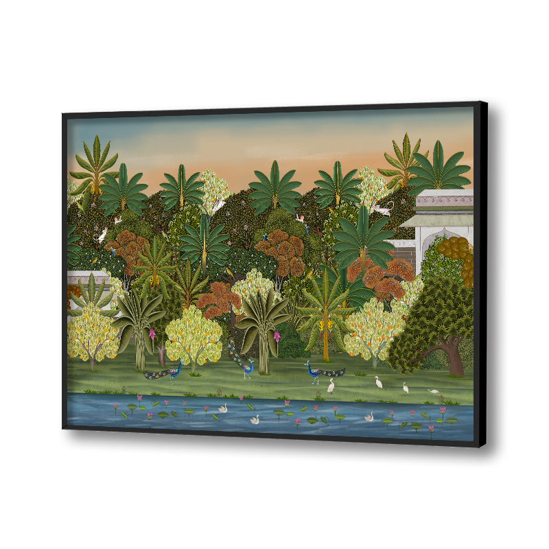 Pichwai Forest Traditional Artwork Canvas Print for Wall