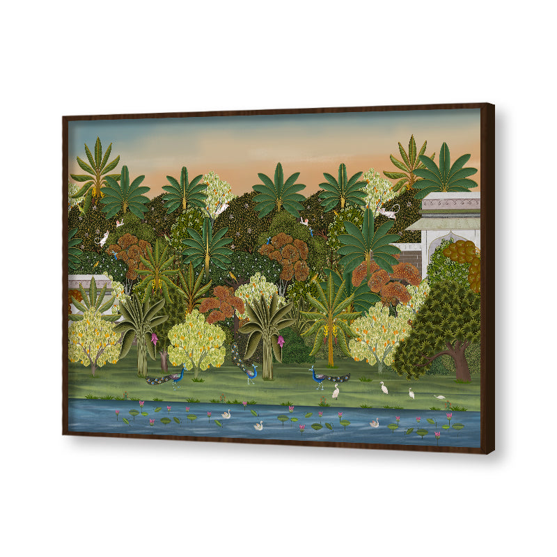 Pichwai Forest Traditional Artwork Canvas Print for Wall