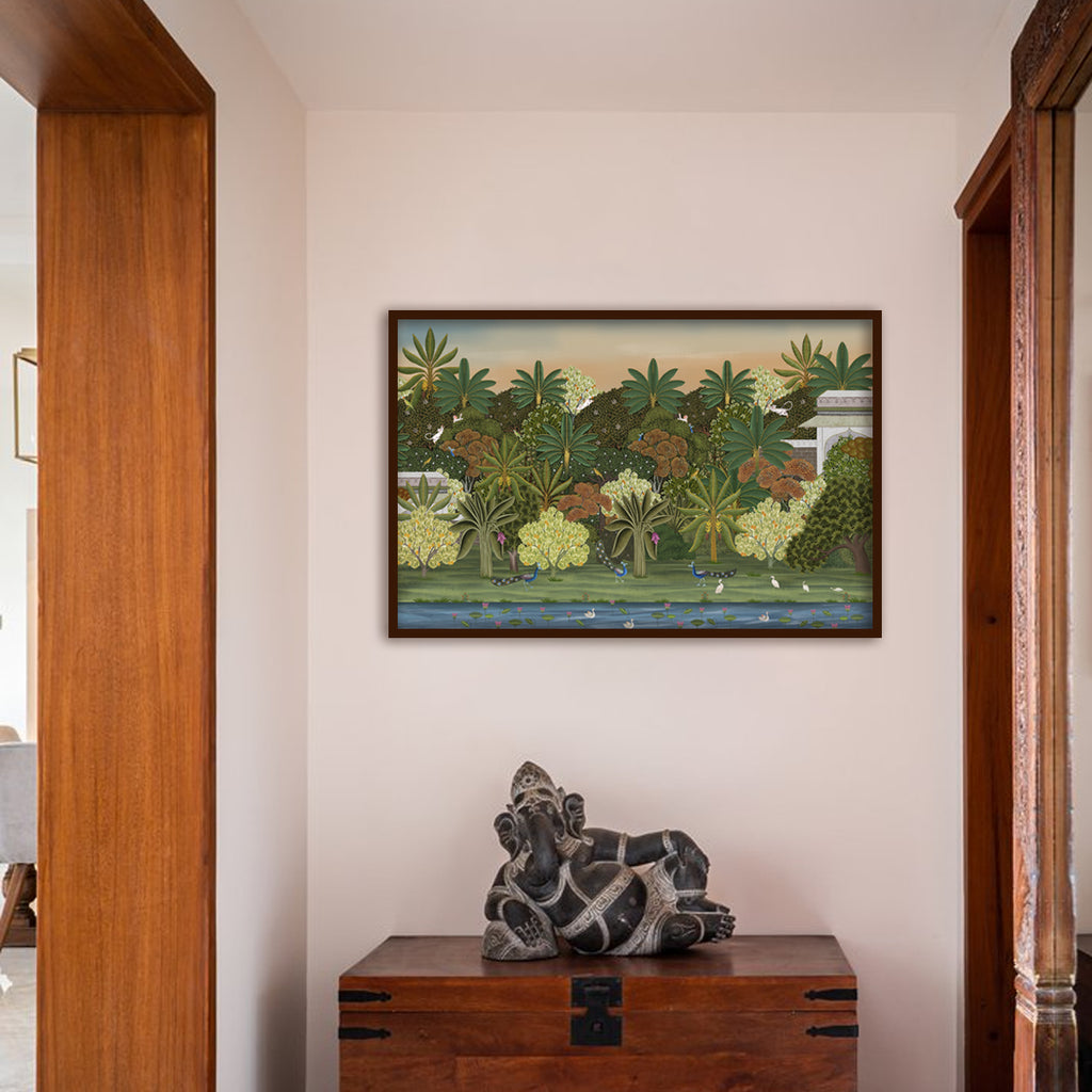 Pichwai Forest Traditional Artwork Canvas Print for Wall