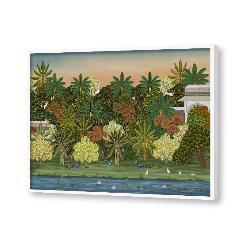 Pichwai Forest Traditional Artwork Canvas Print for Wall
