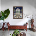Shrinathji & Cows No. 1 – Blue Traditional Artwork Canvas Print for Wall