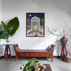 Shrinathji & Cows No. 1 – Blue Traditional Artwork Canvas Print for Wall