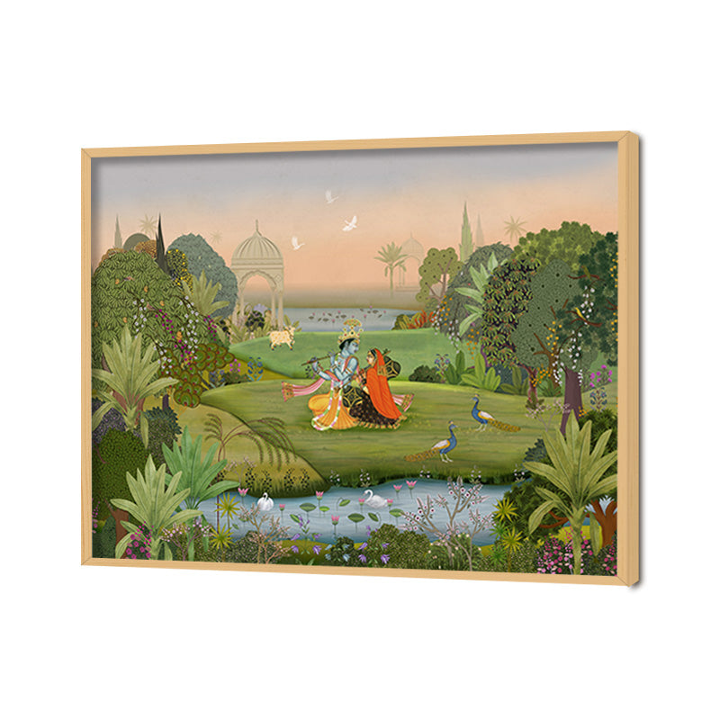 Vrindavan Traditional Artwork Canvas Print for Wall