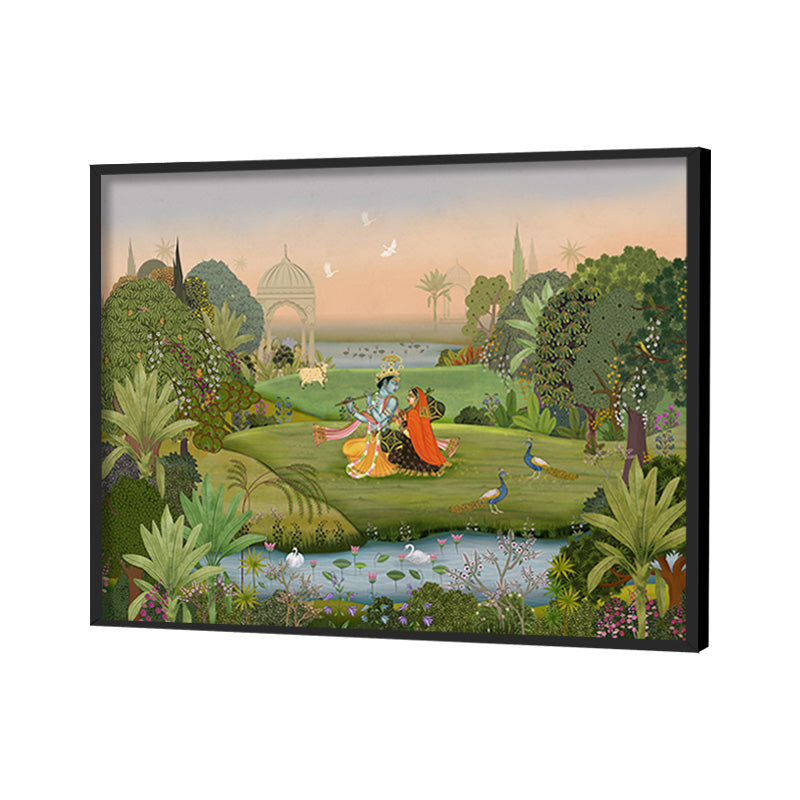 Vrindavan Traditional Artwork Canvas Print for Wall